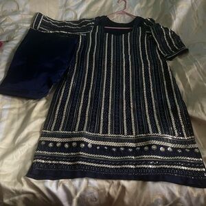 Navy and Silver Sequin Dress
